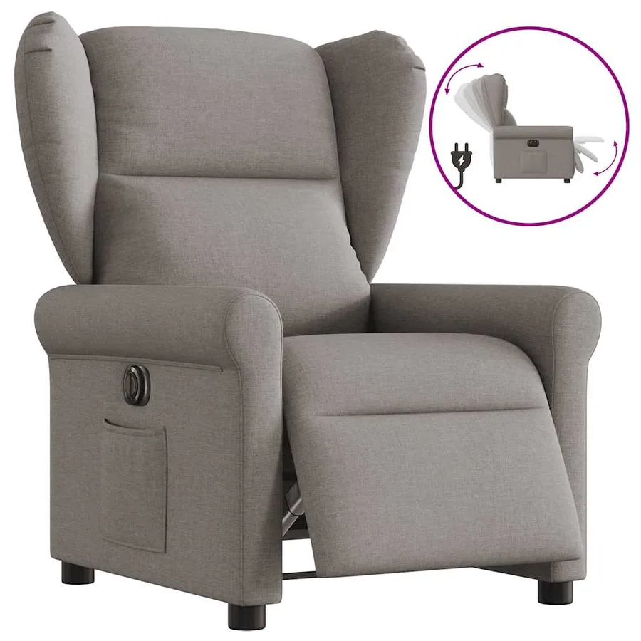 Fauteuil inclinable électrique Taupe Tissu - 9