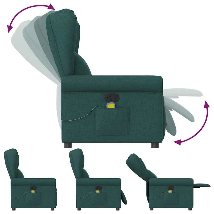Fauteuil de massage inclinable Vert foncé Tissu - 6