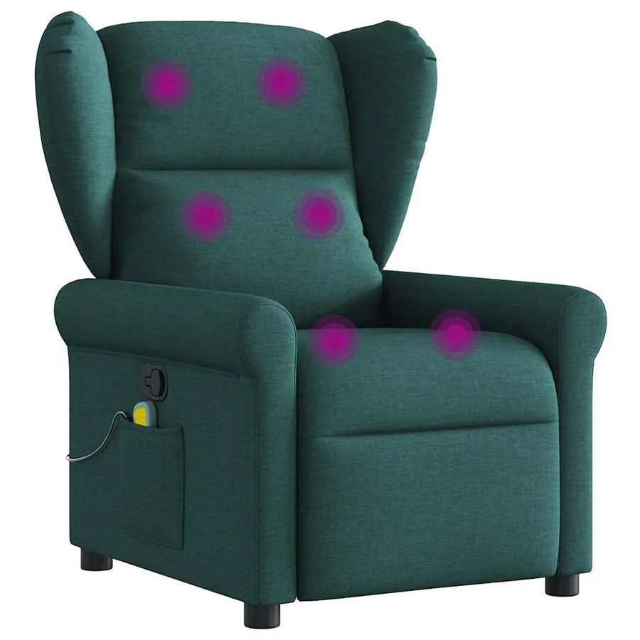 Fauteuil de massage inclinable Vert foncé Tissu - 7