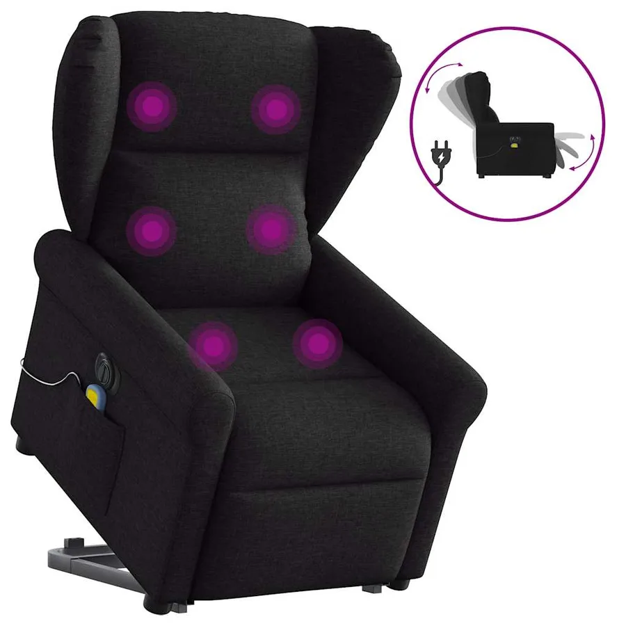 Fauteuil inclinable de massage électrique Noir Tissu - 10