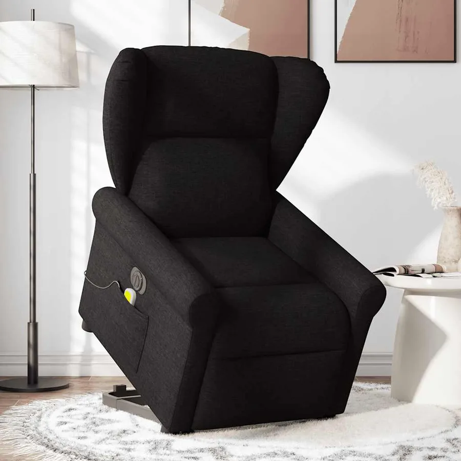 Fauteuil inclinable de massage électrique Noir Tissu - 2