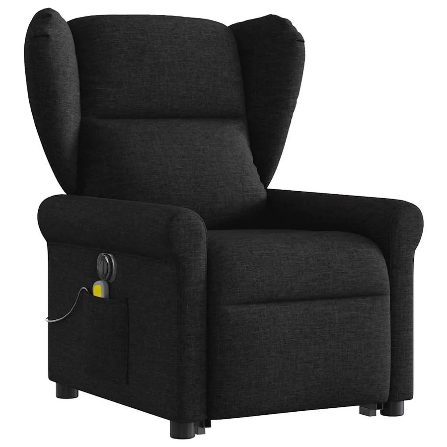 Fauteuil inclinable de massage électrique Noir Tissu - 3