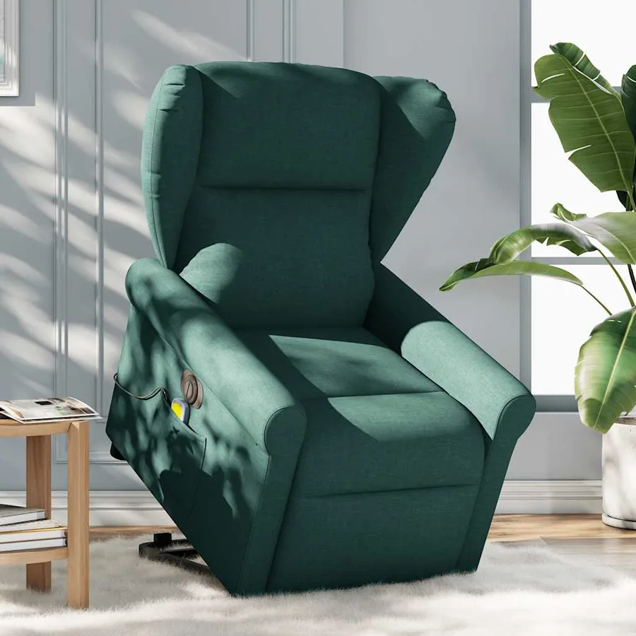 Fauteuil inclinable de massage électrique Vert foncé Tissu - 2