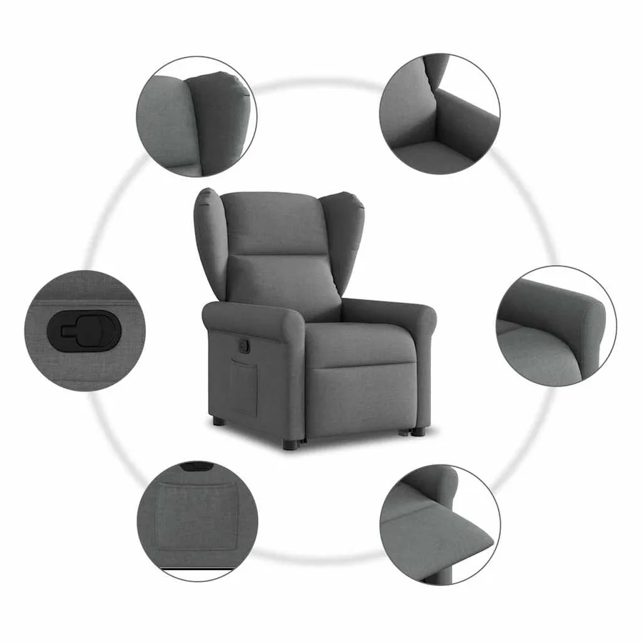 Fauteuil inclinable Gris foncé Tissu - 10