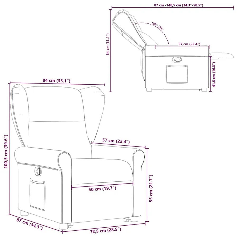 Fauteuil inclinable Gris foncé Tissu - 15