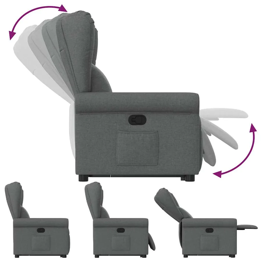 Fauteuil inclinable Gris foncé Tissu - 7