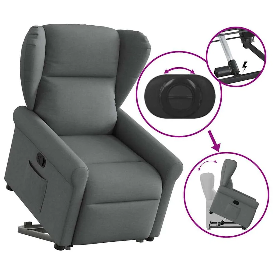 Fauteuil inclinable Gris foncé Tissu - 8