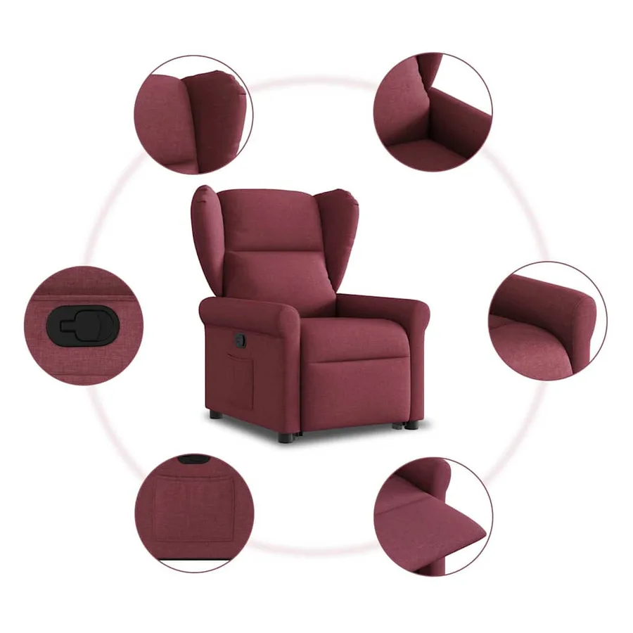Fauteuil inclinable rouge bordeaux tissu - 10
