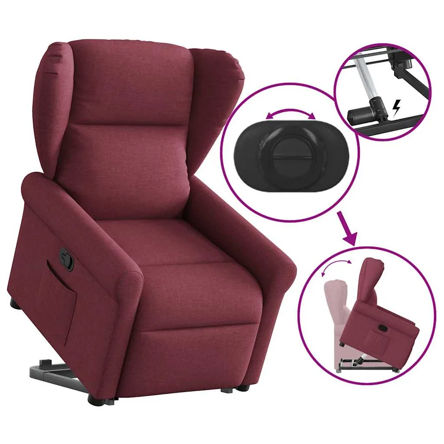 Fauteuil inclinable rouge bordeaux tissu - 8