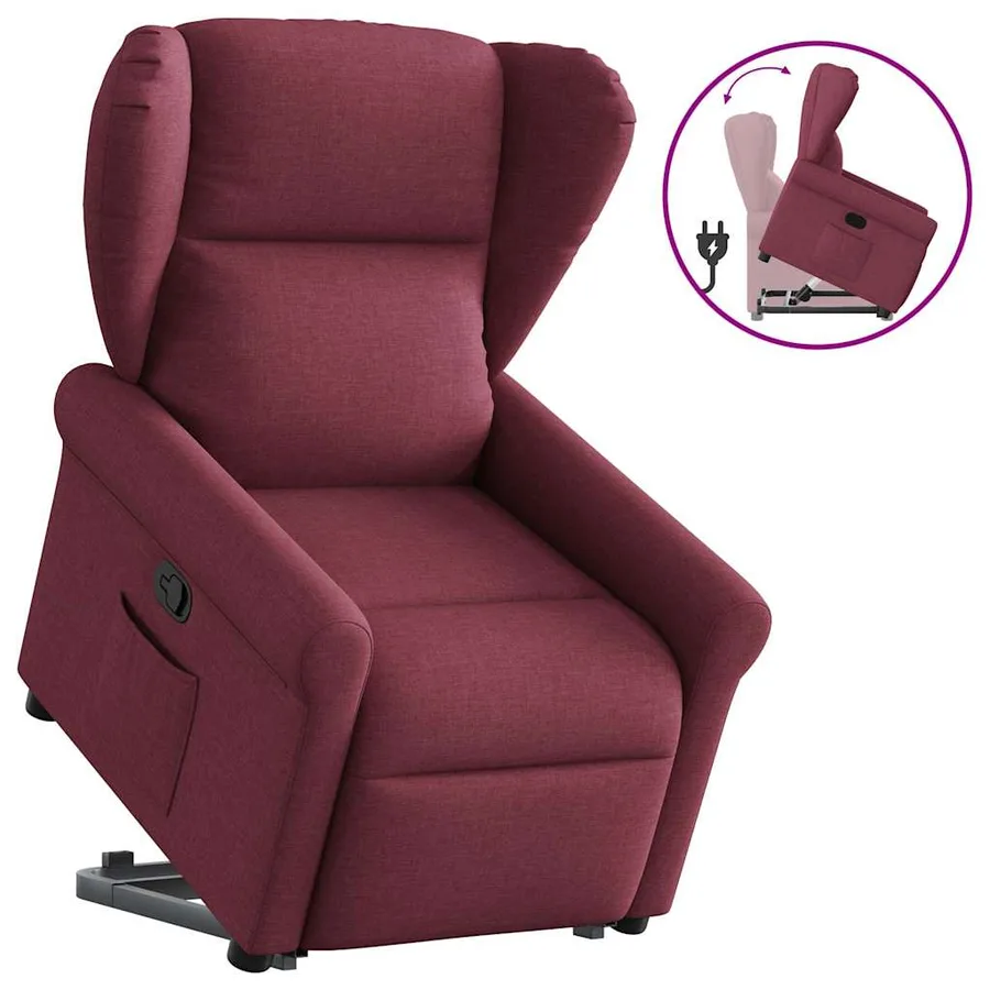 Fauteuil inclinable rouge bordeaux tissu - 9