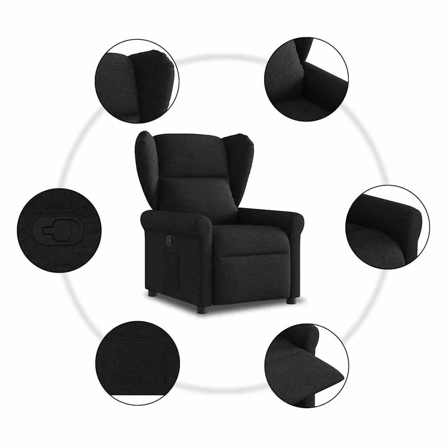 Fauteuil inclinable Noir Tissu - 7