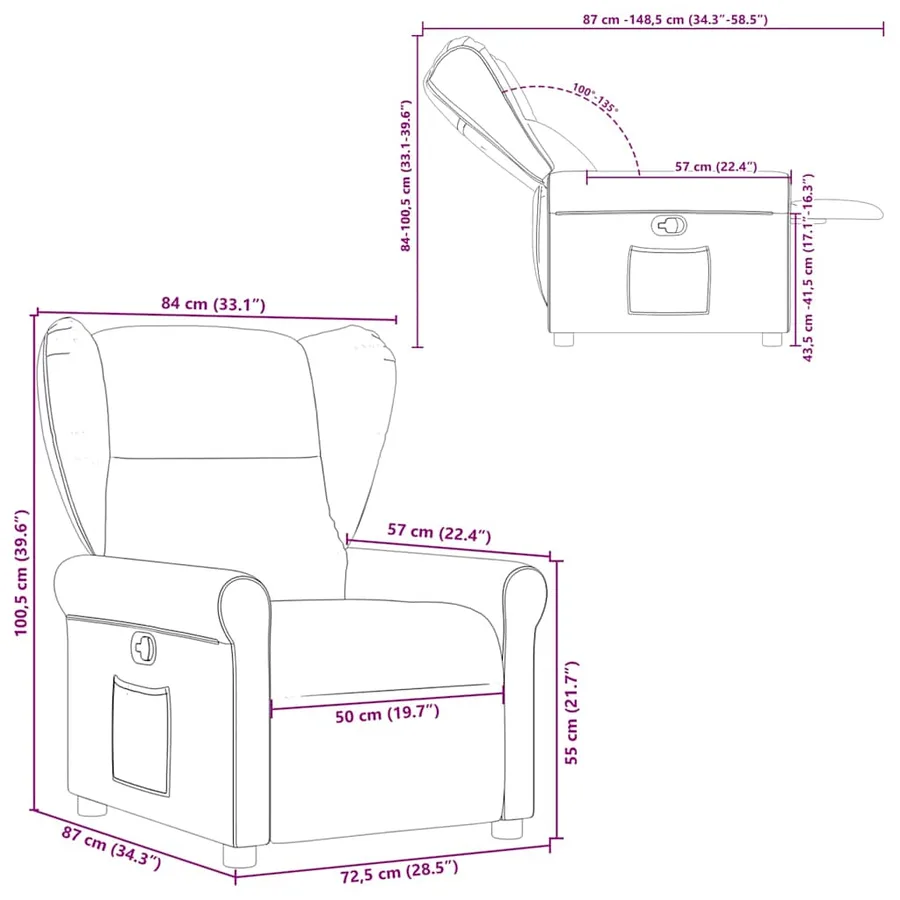 Fauteuil inclinable Crème Tissu - 11