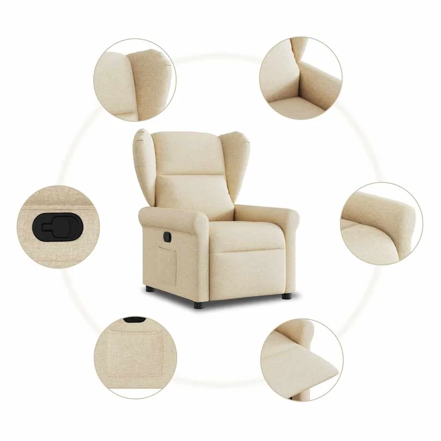 Fauteuil inclinable Crème Tissu - 7