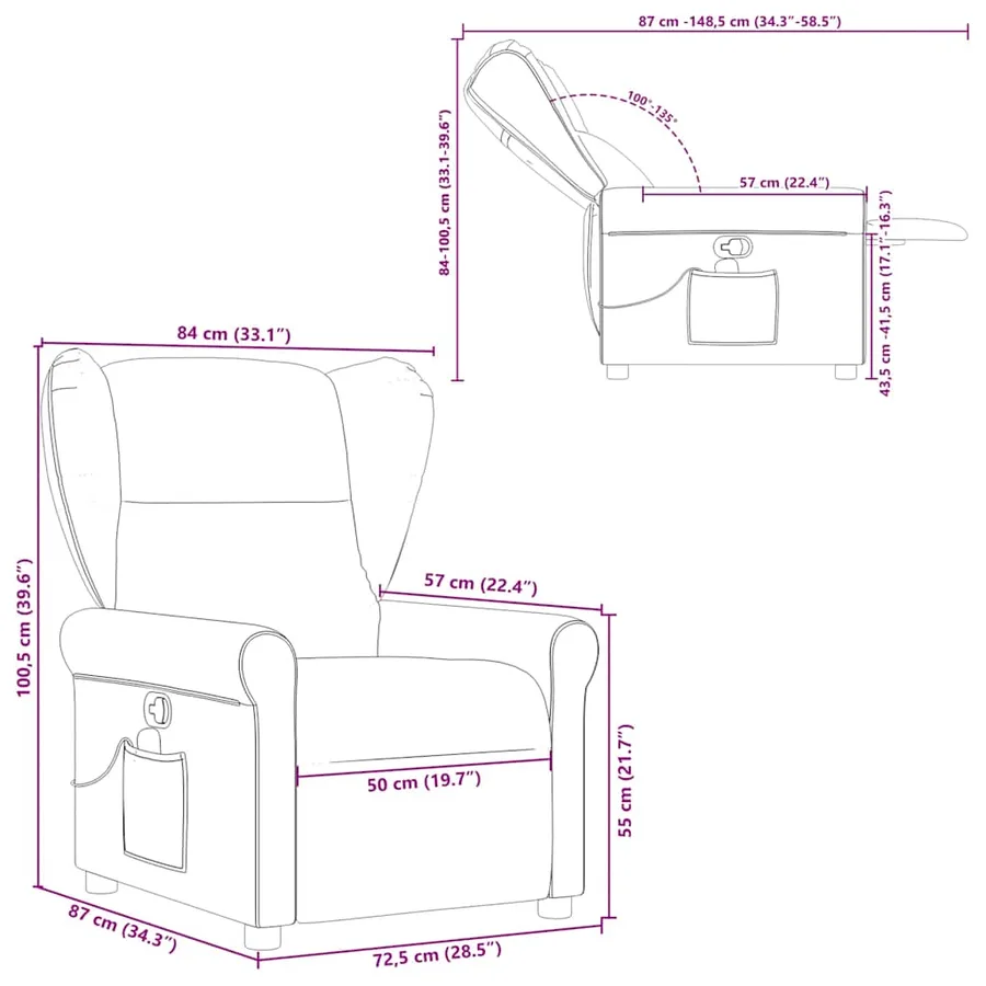 Fauteuil de massage inclinable Gris clair Tissu - 13