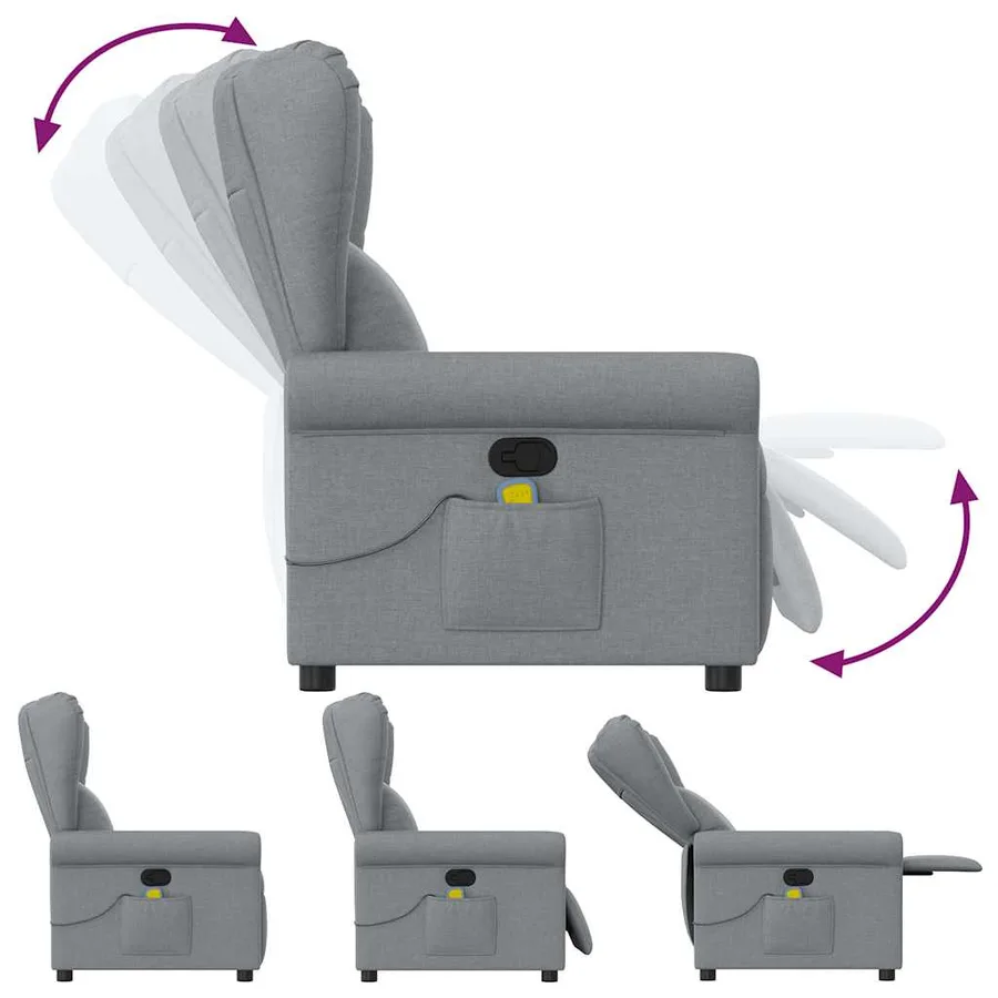 Fauteuil de massage inclinable Gris clair Tissu - 6