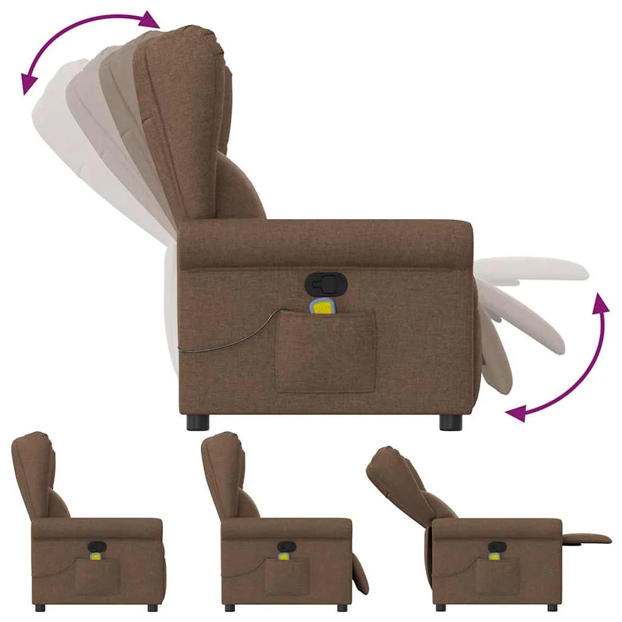 Fauteuil de massage inclinable Marron Tissu - 6