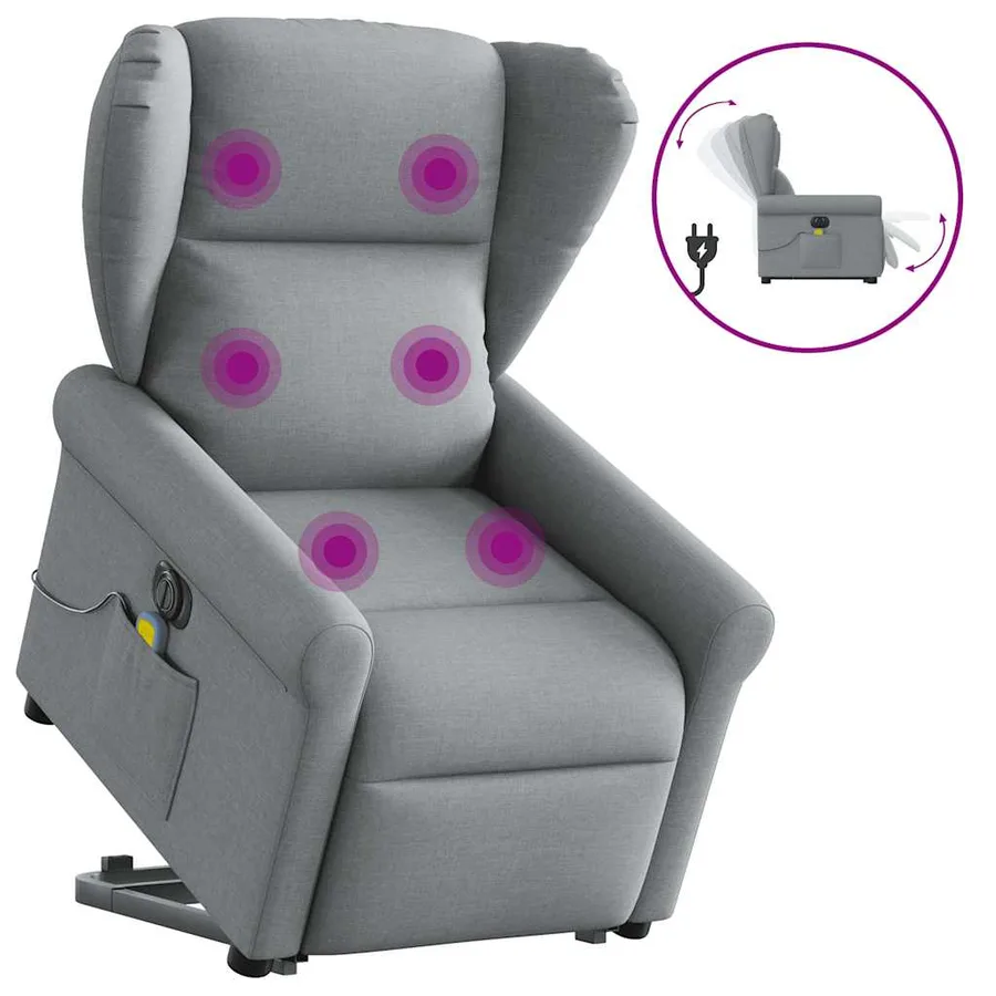 Fauteuil inclinable de massage électrique Gris clair Tissu - 10