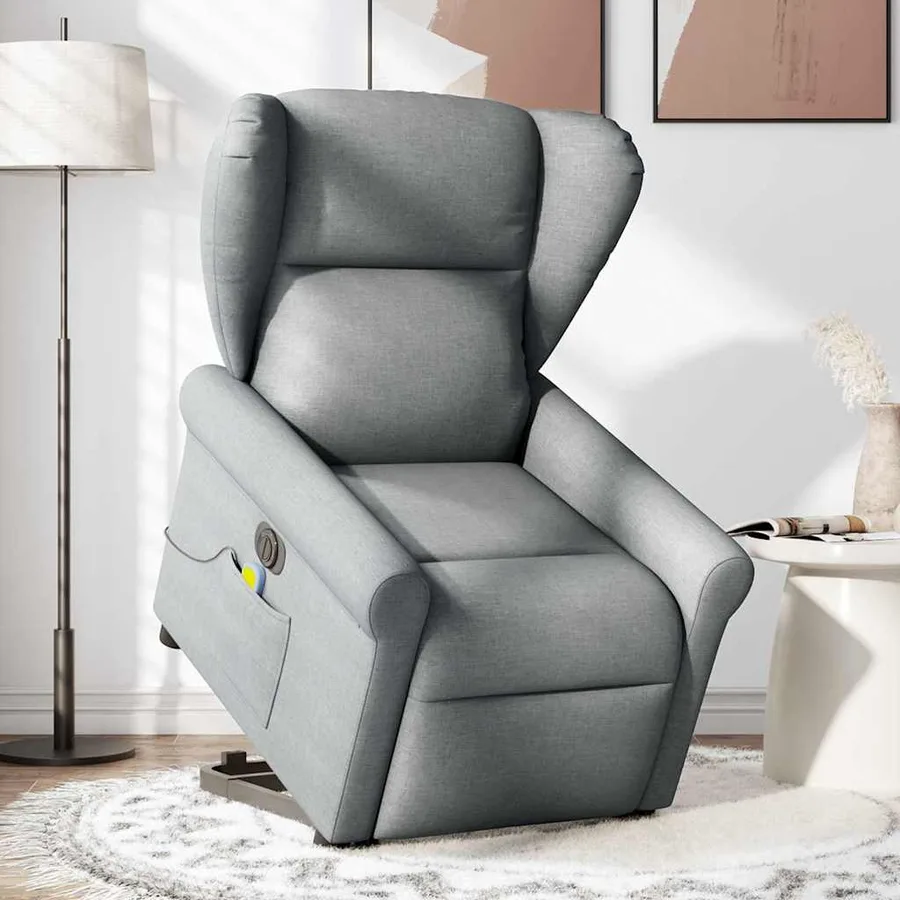 Fauteuil inclinable de massage électrique Gris clair Tissu - 2