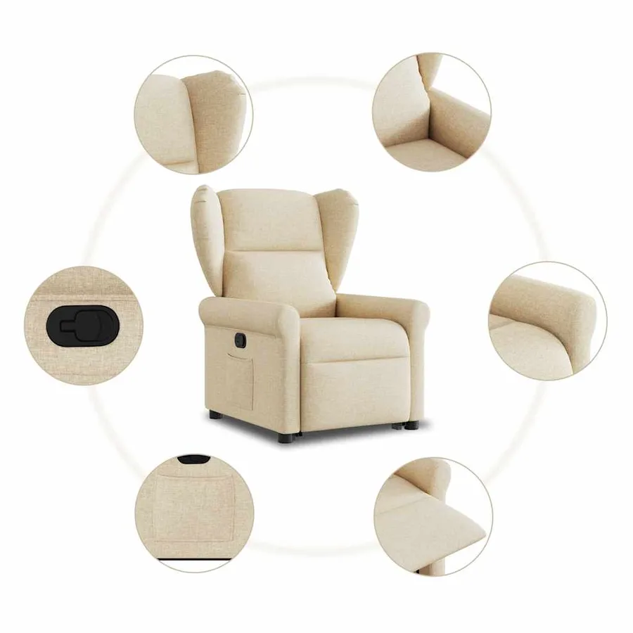 Fauteuil inclinable Crème Tissu - 10