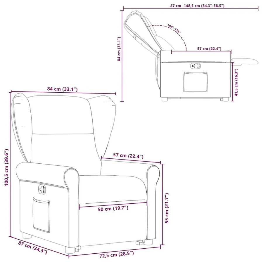 Fauteuil inclinable Crème Tissu - 15