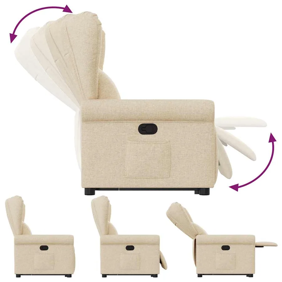 Fauteuil inclinable Crème Tissu - 7