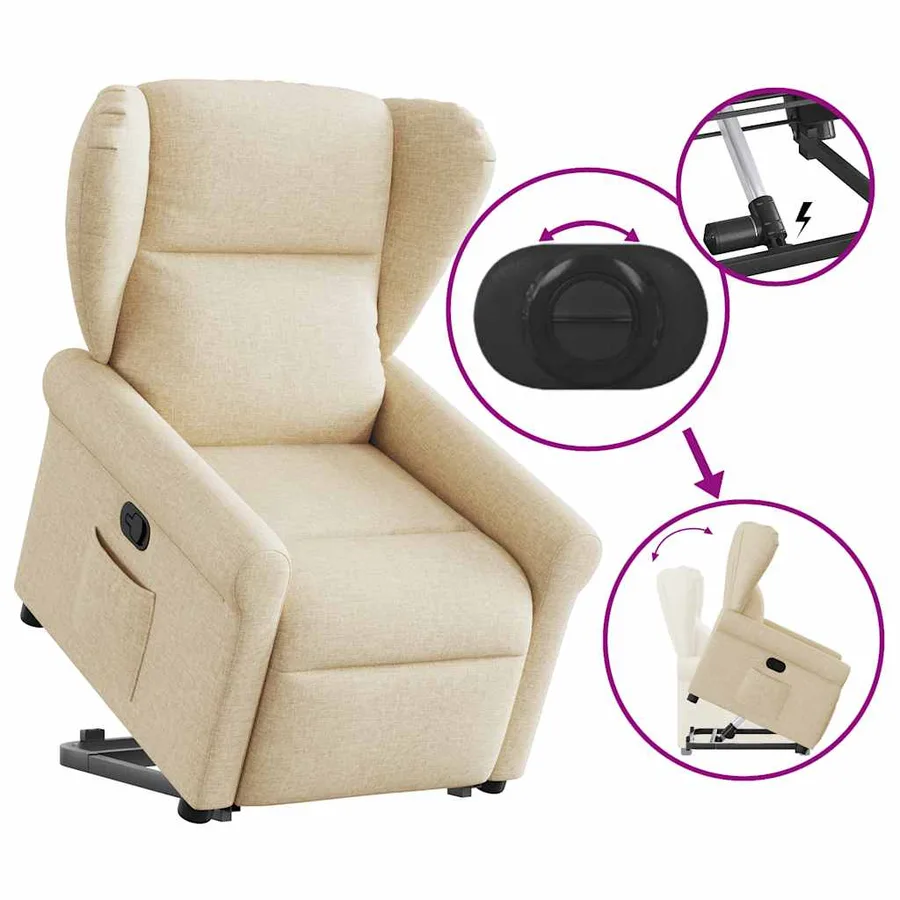 Fauteuil inclinable Crème Tissu - 8