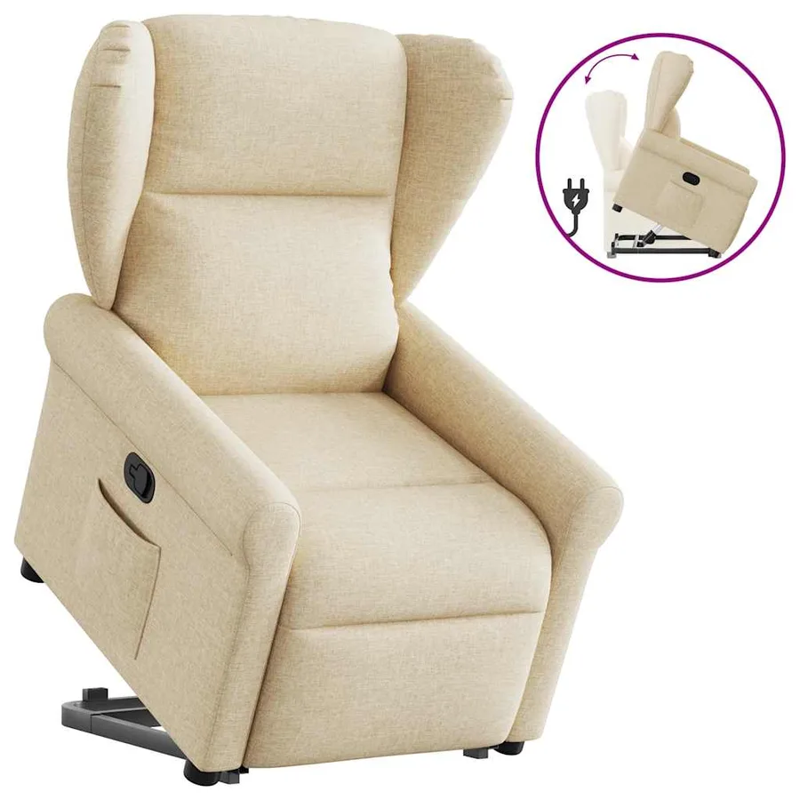 Fauteuil inclinable Crème Tissu - 9