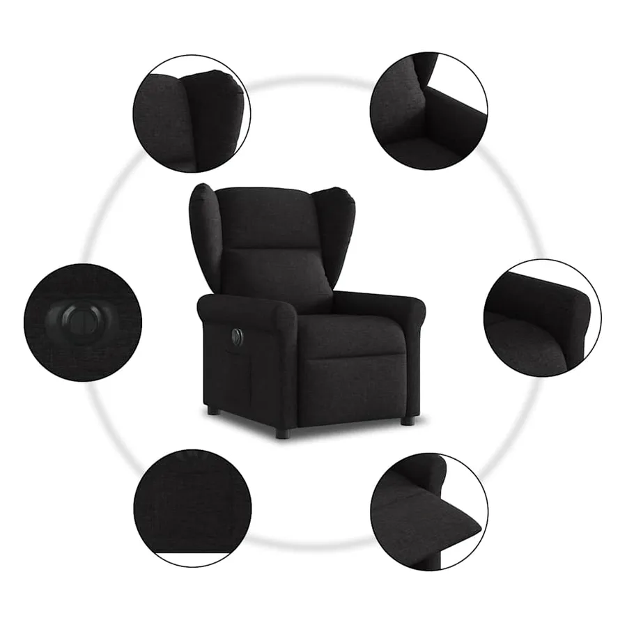 Fauteuil inclinable électrique Noir Tissu - 10