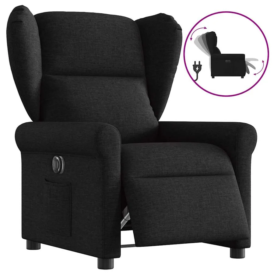 Fauteuil inclinable électrique Noir Tissu - 9