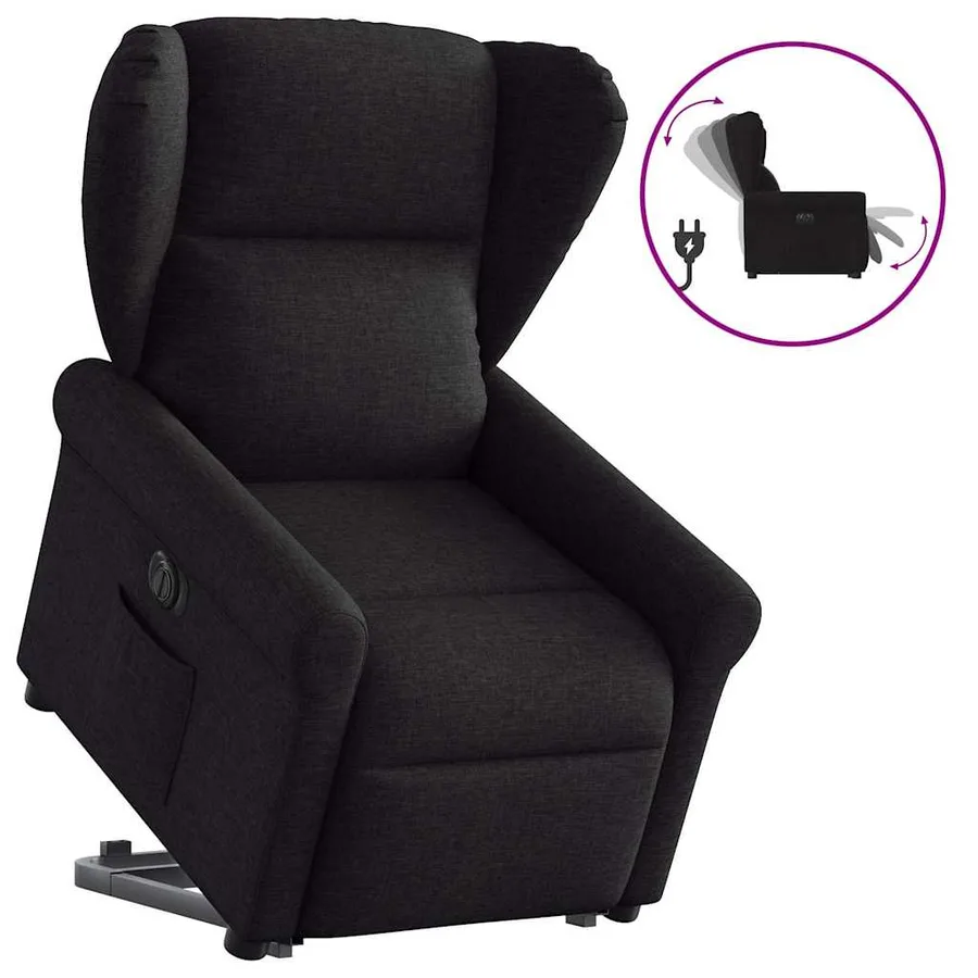 Fauteuil inclinable électrique noir tissu - 10