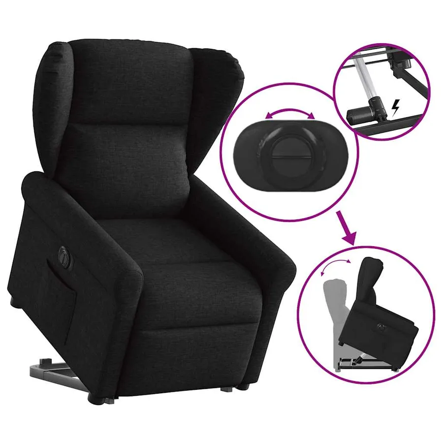 Fauteuil inclinable électrique noir tissu - 7