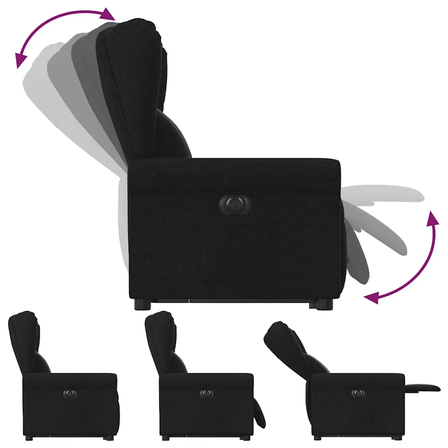 Fauteuil inclinable électrique noir tissu - 9