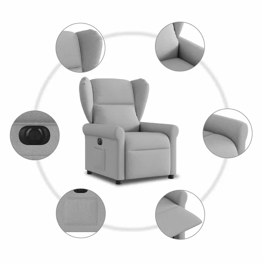 Fauteuil inclinable électrique gris nuage tissu - 10
