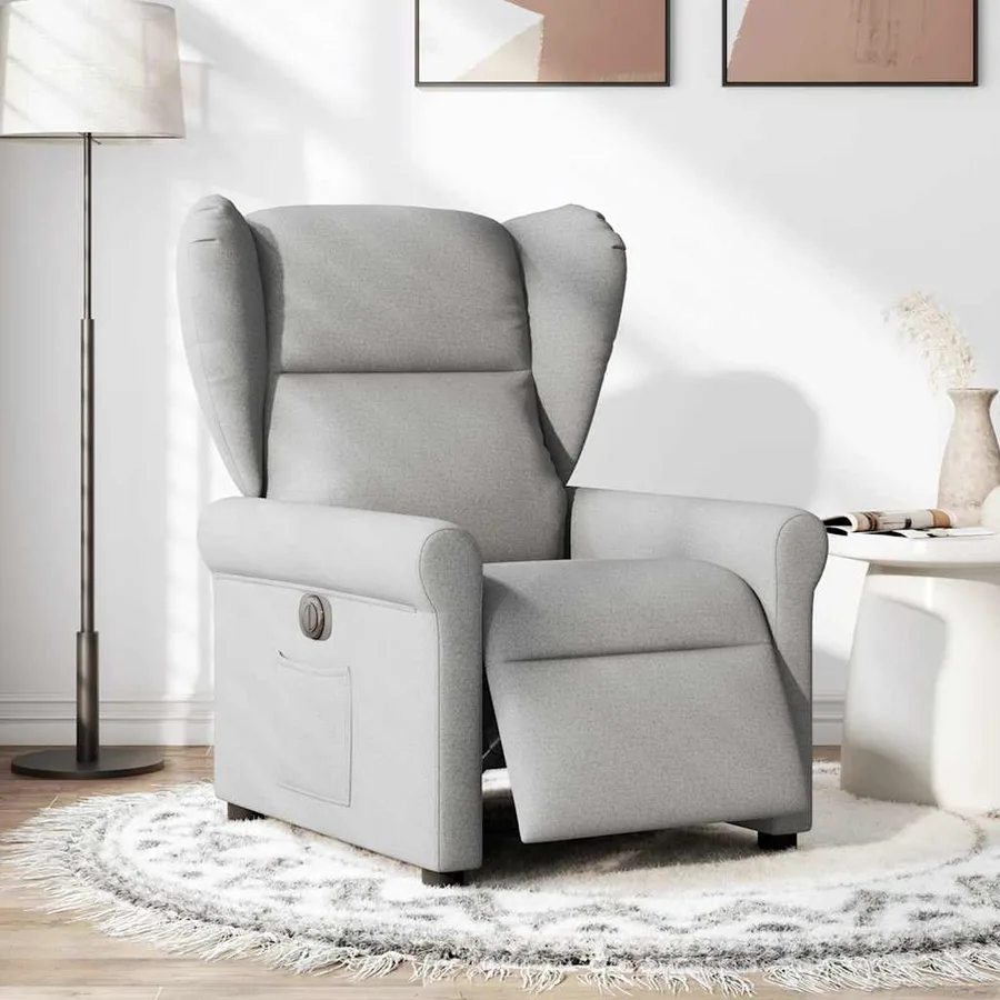 Fauteuil inclinable électrique gris nuage tissu - 2