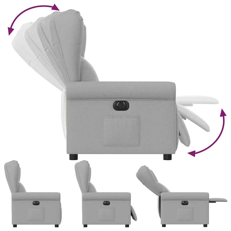 Fauteuil inclinable électrique gris nuage tissu - 7