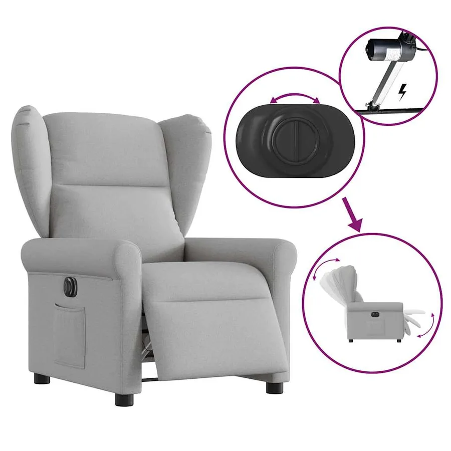 Fauteuil inclinable électrique gris nuage tissu - 8