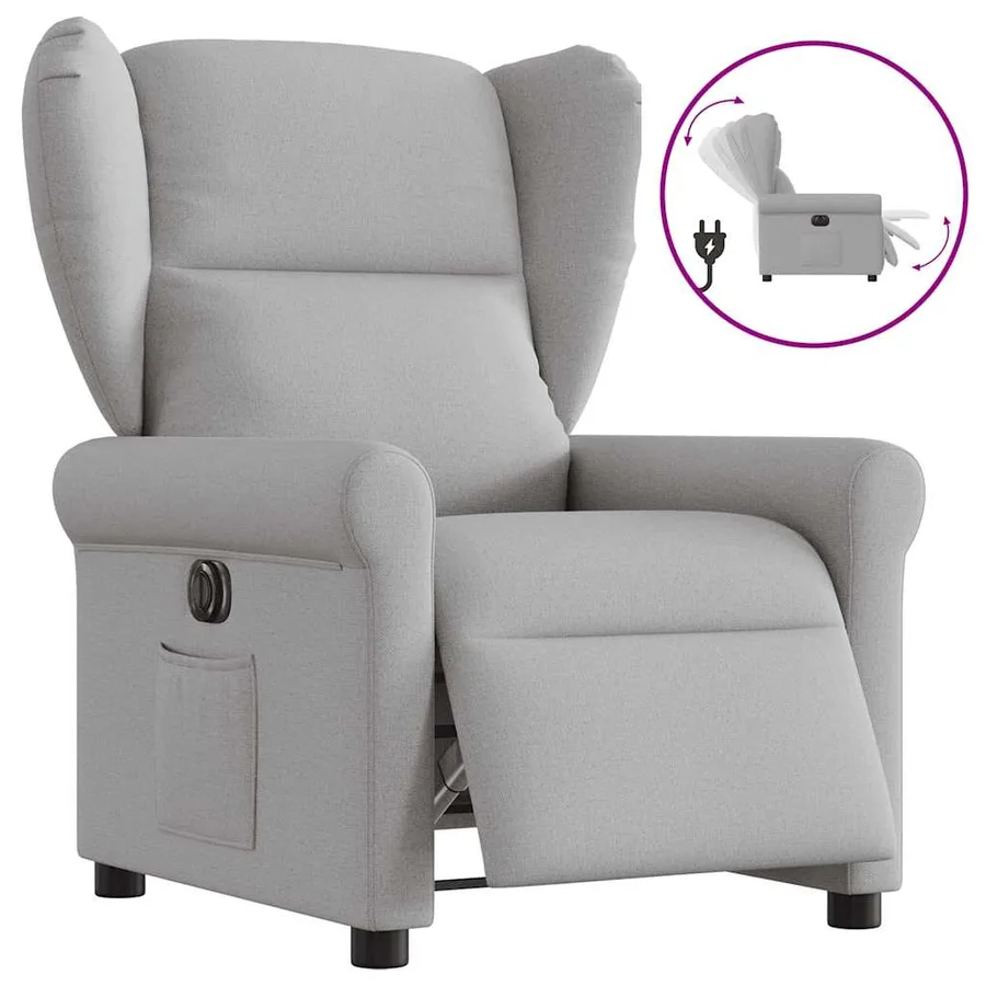 Fauteuil inclinable électrique gris nuage tissu - 9