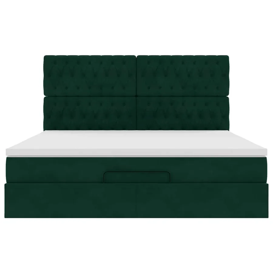 Cadre de lit ottoman avec matelas vert foncé 180x200cm velours - 7