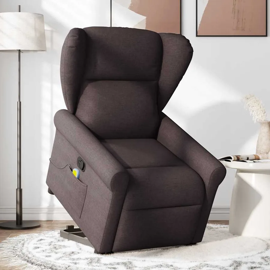Fauteuil inclinable de massage Marron foncé Tissu - 2