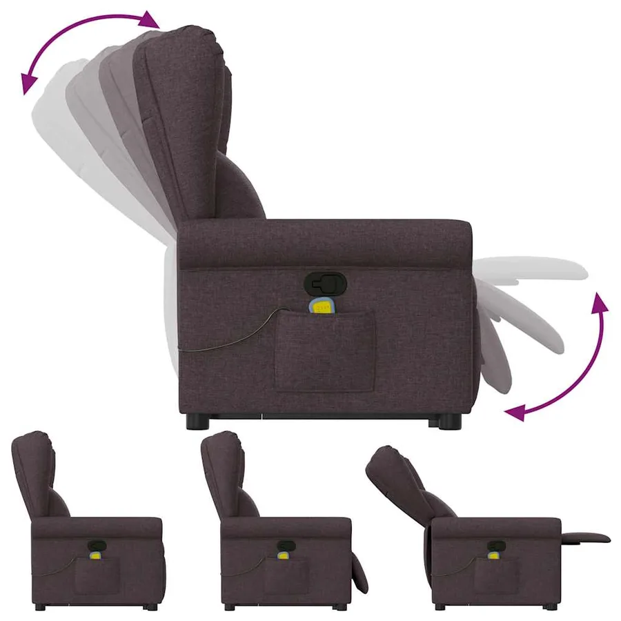 Fauteuil inclinable de massage Marron foncé Tissu - 7