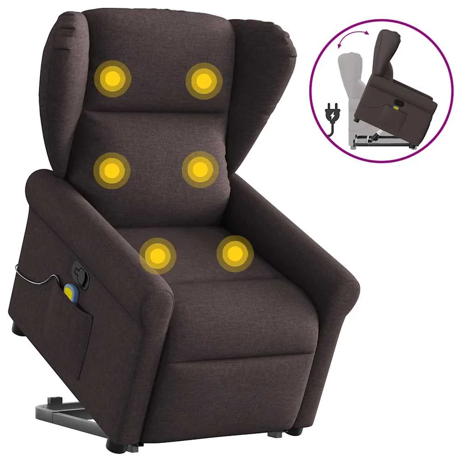 Fauteuil inclinable de massage Marron foncé Tissu - 9