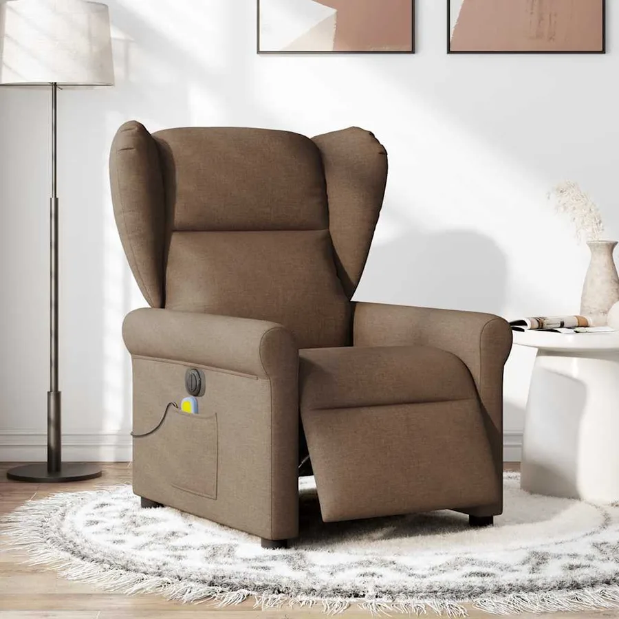 Fauteuil inclinable de massage électrique marron tissu - 2