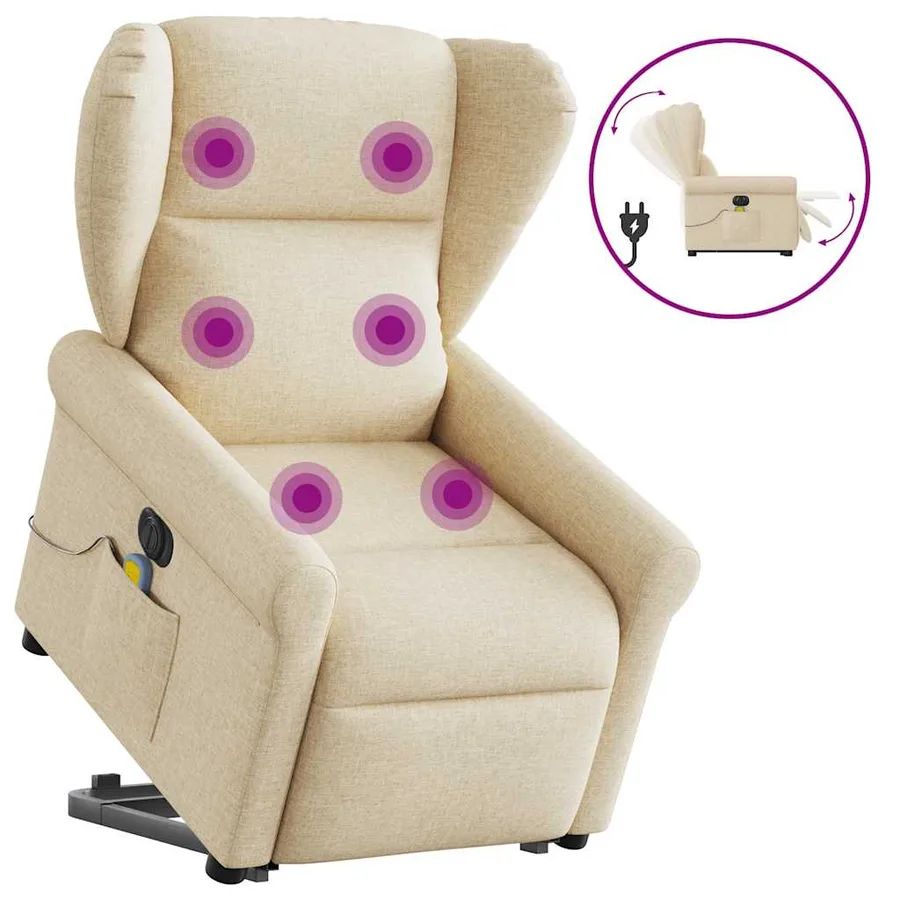 Fauteuil inclinable de massage électrique Crème Tissu - 10