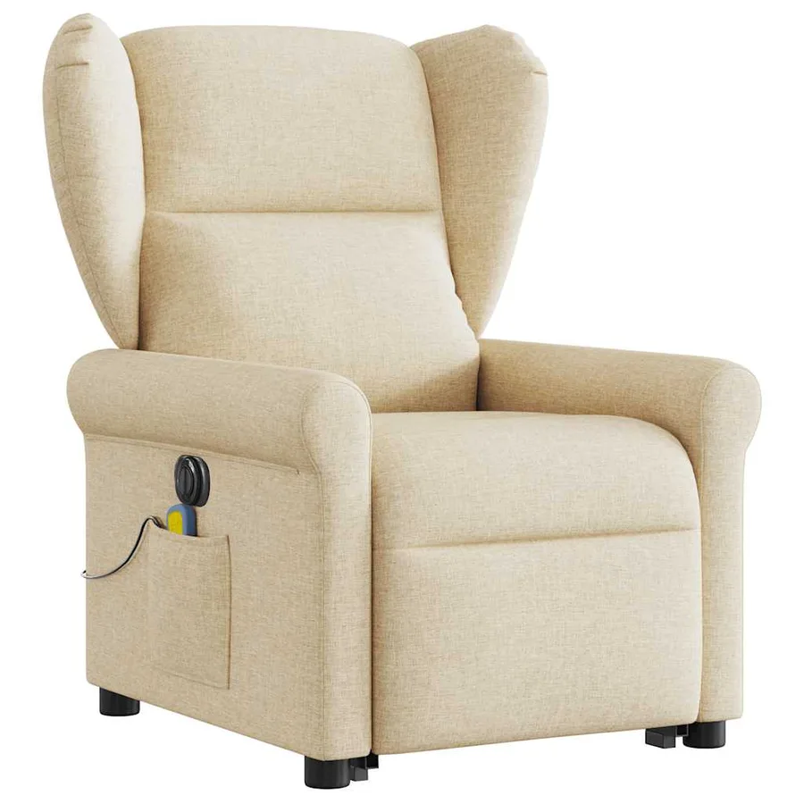 Fauteuil inclinable de massage électrique Crème Tissu - 3