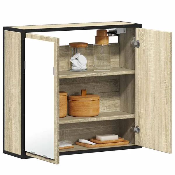Armoire de salle de bain avec miroir Chêne Sonoma 65 x 20 x 60 cm Bois d'ingénierie
