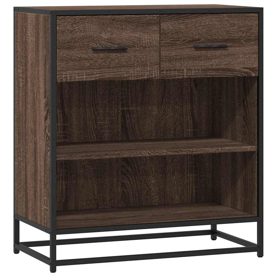 Buffet chêne marron 68x35x76 cm bois d'ingénierie - 2