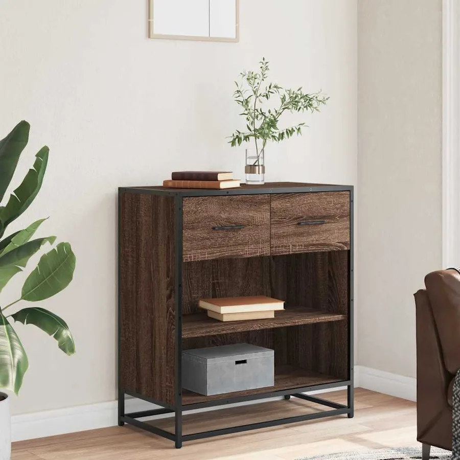 Buffet chêne marron 68x35x76 cm bois d'ingénierie - 3