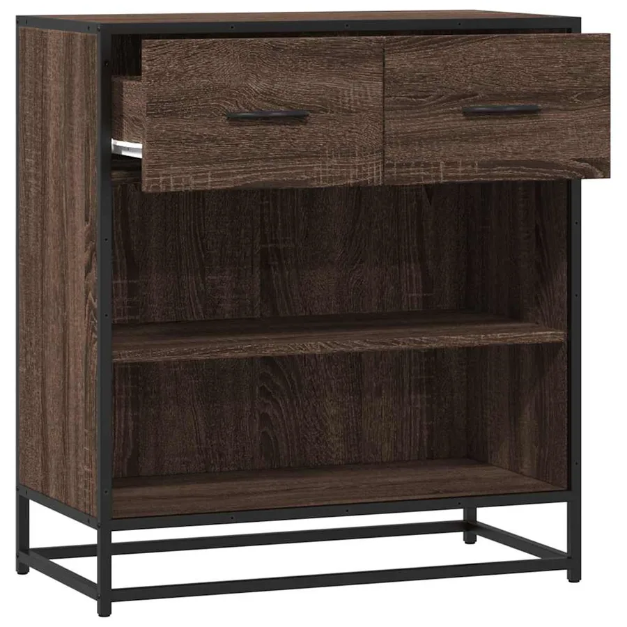 Buffet chêne marron 68x35x76 cm bois d'ingénierie - 7