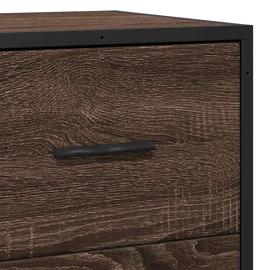 Buffet chêne marron 68x35x76 cm bois d'ingénierie - 8