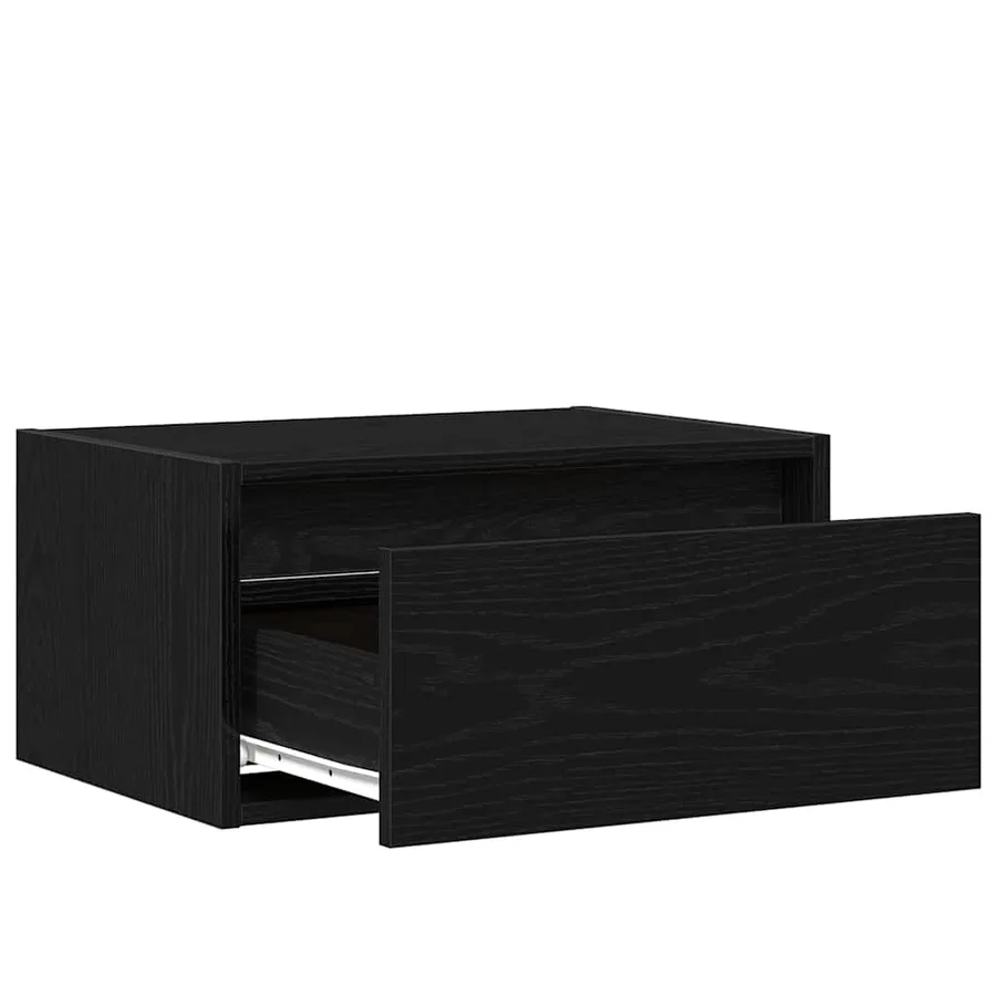 Tables de chevet murales avec lumières LED 2 pcs chêne noir - 10